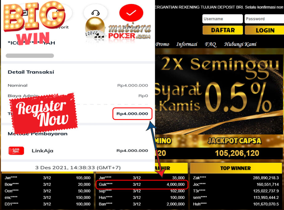 Bukti Withdraw (4.000.000) Member Setia Mutiarapoker