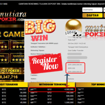 Bukti Withdraw ( 4.900.000 ) Member Setia Mutiarapoker