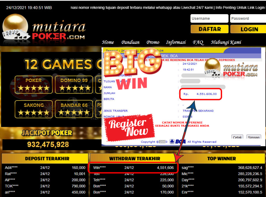 Bukti Withdraw ( 4.551.606 ) Member Setia Mutiarapoker