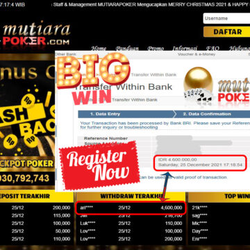 Bukti Withdraw ( 4.600.000 ) Member Setia Mutiarapoker