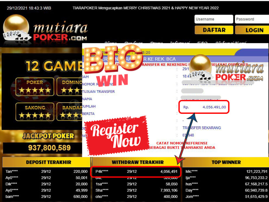 Bukti Withdraw ( 4.056.491 ) Member Setia Mutiarapoker