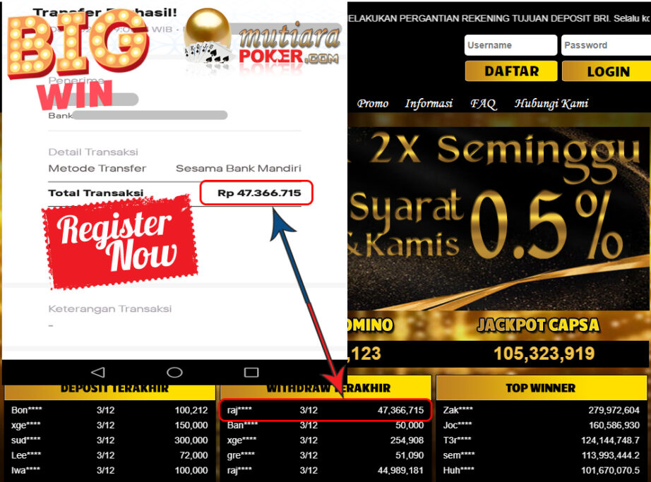 Bukti Withdraw (47.366.715) Member Setia Mutiarapoker