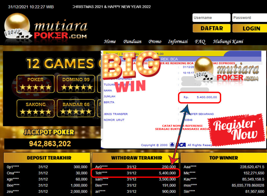 Bukti Withdraw ( 5.400.000 ) Member Setia Mutiarapoker