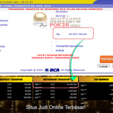 Bukti Withdraw ( 16.453.764 ) Member Setia Mutiarapoker