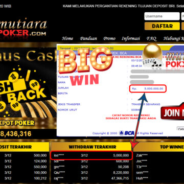 Bukti Withdraw (5.000.000) Member Setia Mutiarapoker