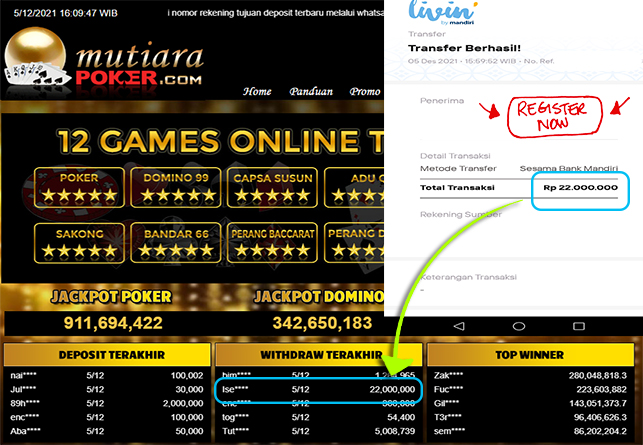 Bukti Withdraw ( 22.000.000 ) Member Setia Mutiarapoker