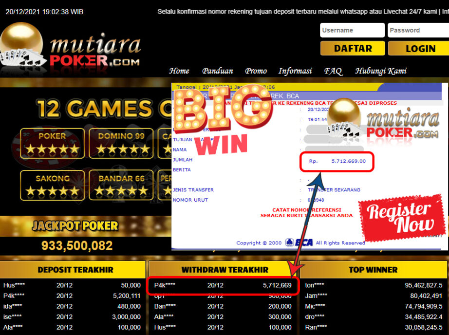 Bukti Withdraw ( 5.712.669 ) Member Setia Mutiarapoker