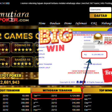 Bukti Withdraw ( 5.124.980 ) Member Setia Mutiarapoker