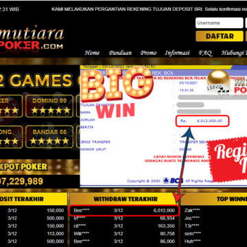 Bukti Withdraw (6.012.000) Member Setia Mutiarapoker