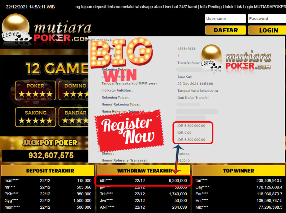 Bukti Withdraw ( 6.300.000 ) Member Setia Mutiarapoker