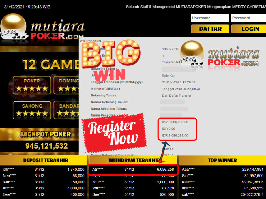 Bukti Withdraw ( 6.086.258 ) Member Setia Mutiarapoker