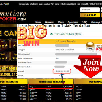 Bukti Withdraw ( 8.300.000 ) Member Setia Mutiarapoker