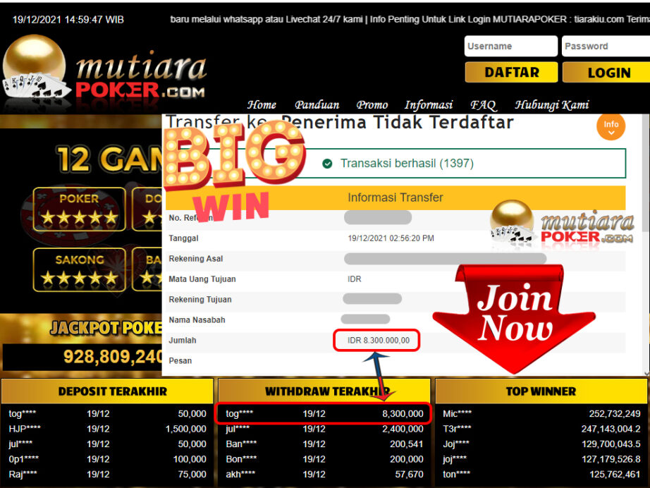 Bukti Withdraw ( 8.300.000 ) Member Setia Mutiarapoker