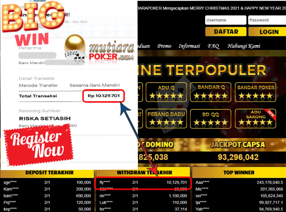 Bukti Withdraw ( 10.129.701 ) Member Setia Mutiarapoker