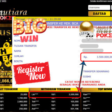 Bukti Withdraw (3.500.000) Member Setia Mutiarapoker