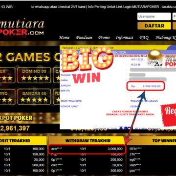 Bukti Withdraw ( 3.000.000) Member Setia Mutiarapoker