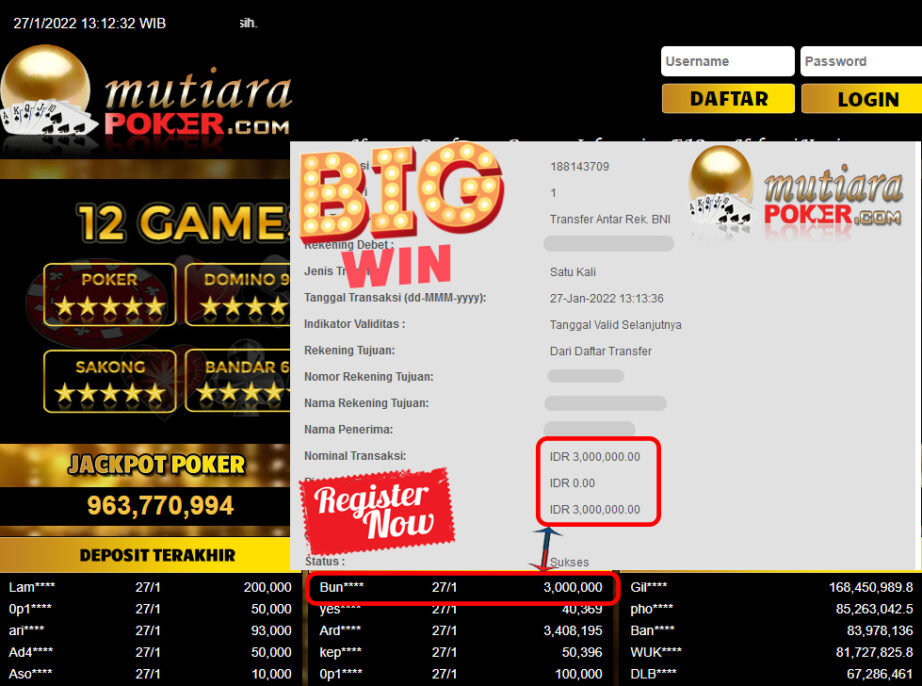 Bukti Withdraw (3.000.000) Member Setia Mutiarapoker