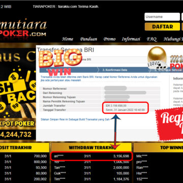 Bukti Withdraw (3.156.698) Member Setia Mutiarapoker