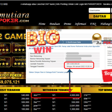 Bukti Withdraw ( 4.000.000 ) Member Setia Mutiarapoker