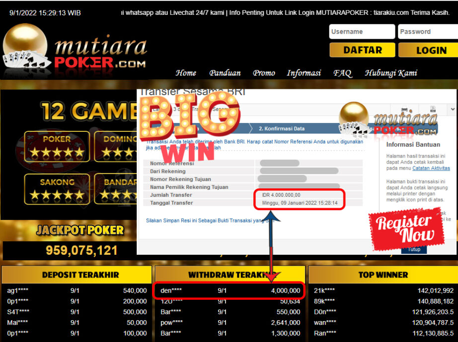 Bukti Withdraw ( 4.000.000 ) Member Setia Mutiarapoker