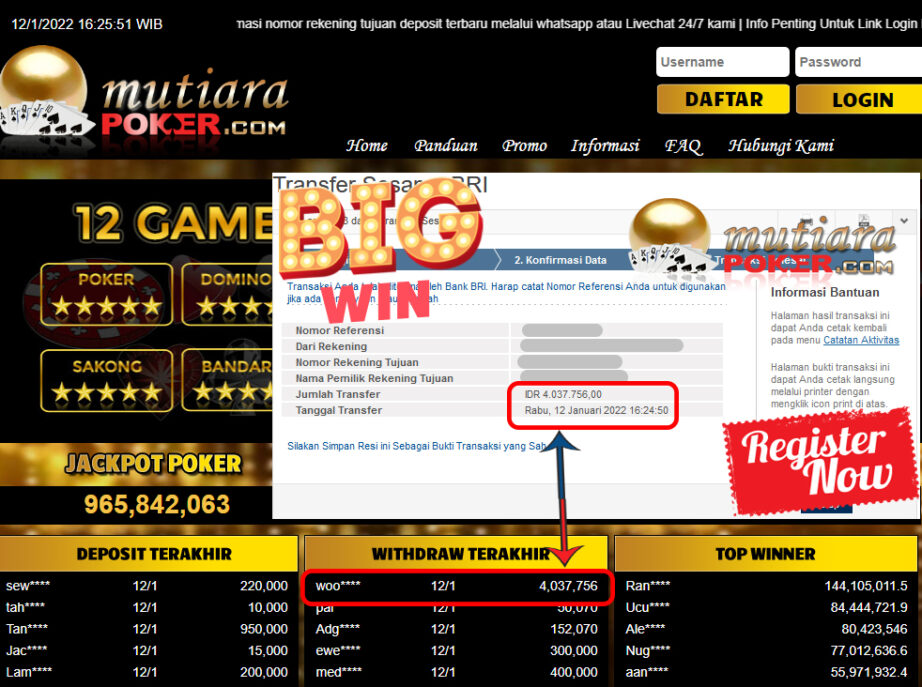 Bukti Withdraw ( 4.037.756 ) Member Setia Mutiarapoker