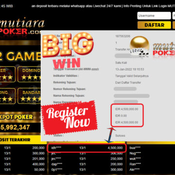 Bukti Withdraw (4.500.000 ) Member Setia Mutiarapoker