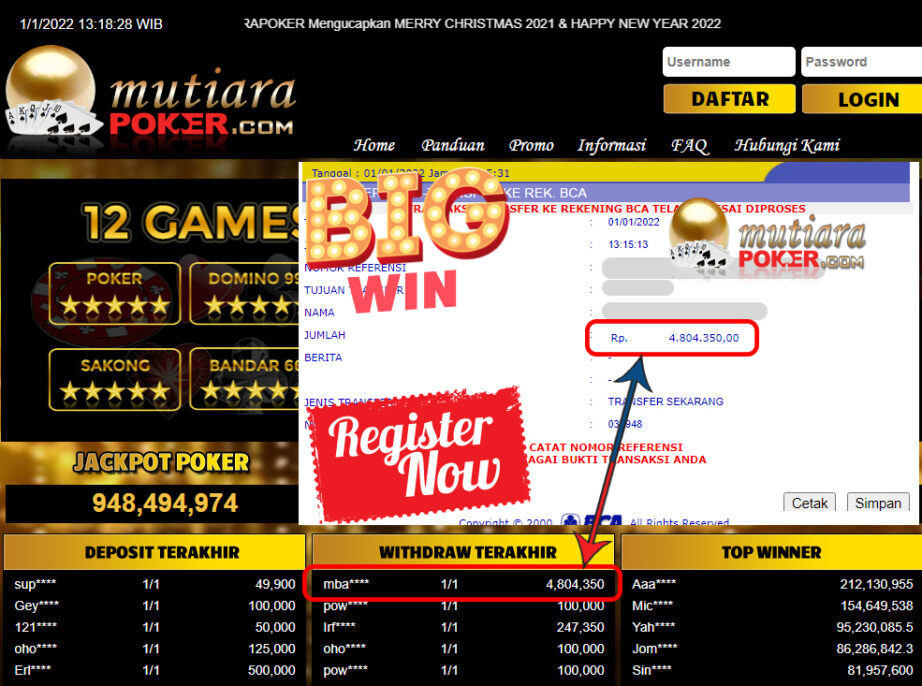 Bukti Withdraw ( 4.804.350 ) Member Setia Mutiarapoker