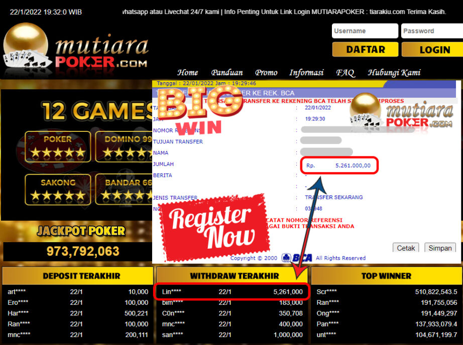 Bukti Withdraw (5.261.000) Member Setia Mutiarapoker