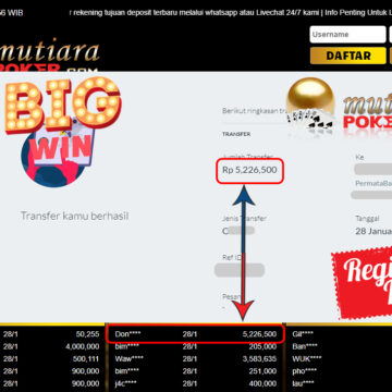 Bukti Withdraw (5.226.500) Member Setia Mutiarapoker