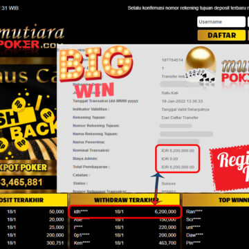 Bukti Withdraw (6.200.000) Member Setia Mutiarapoker