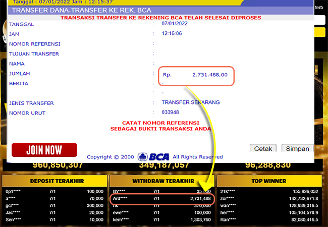 Bukti Withdraw ( 2.731.488 ) Member Setia Mutiarapoker