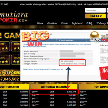 Bukti Withdraw (8.805.374) Member Setia Mutiarapoker