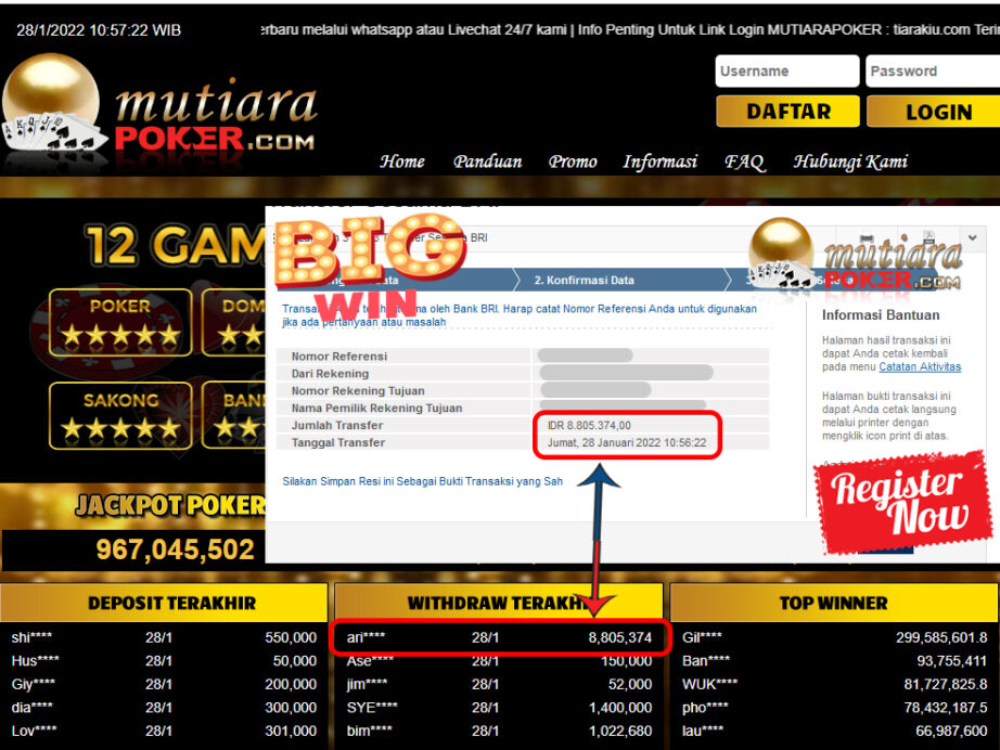 Bukti Withdraw (8.805.374) Member Setia Mutiarapoker