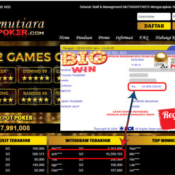 Bukti Withdraw (10.209.103) Member Setia Mutiarapoker