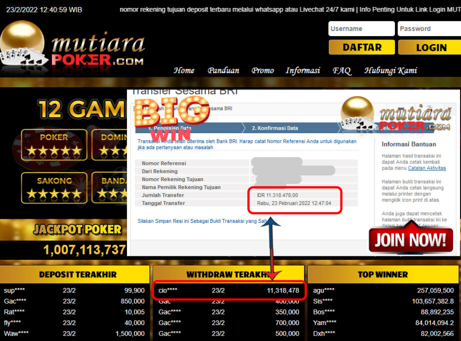 Bukti Withdraw ( 11.318.478,- ) Member Setia Mutia