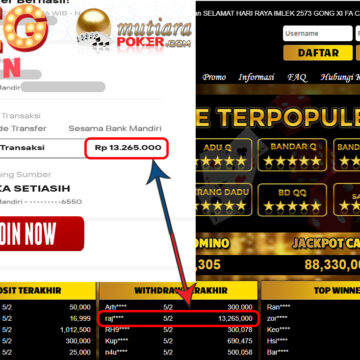 Bukti Withdraw (13.265.000) Member Setia Mutiarapoker