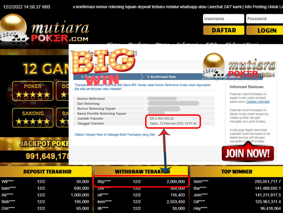 Bukti Withdraw ( 2.000.000,- ) Member Setia Mutia