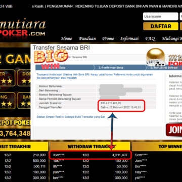 Bukti Withdraw ( 4.211.407,- ) Member Setia Mutia