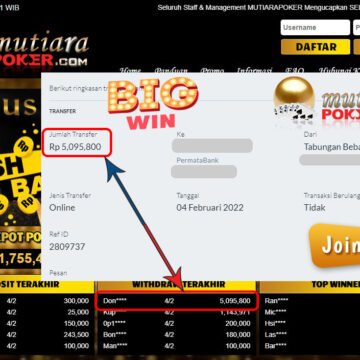 Bukti Withdraw (5.095.800) Member Setia Mutiarapoker