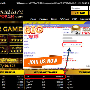 Bukti Withdraw (5.941.098) Member Setia Mutiarapoker