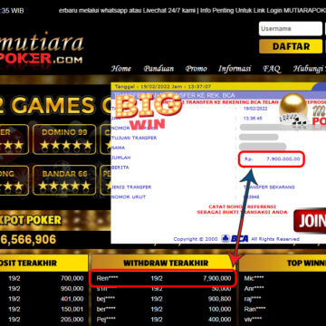 Bukti Withdraw ( 7.900.000,- ) Member Setia Mutia