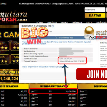 ukti Withdraw ( 8.120.000,- ) Member Setia Mutiarapoker