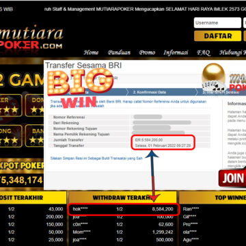 Bukti Withdraw (8.584.200) Member Setia Mutiarapoker