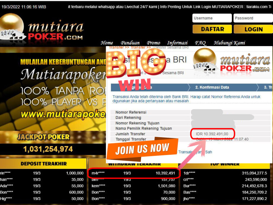 Bukti Withdraw ( 10.392.491- ) Member Setia Mutia