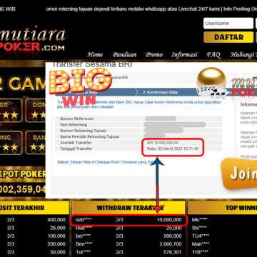 Bukti Withdraw ( 10.000.000.- ) Member Setia Mutia