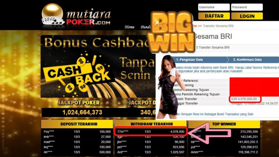 Bukti Withdraw ( 4.078.000.- ) Member Setia Mutia