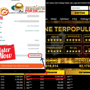 Bukti Withdraw ( 13.000.000.- ) Member Setia Mutia