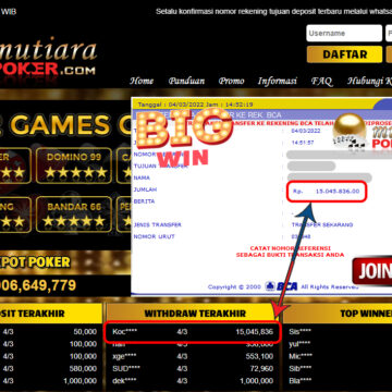 Bukti Withdraw ( 15.045.836.- ) Member Setia Mutia