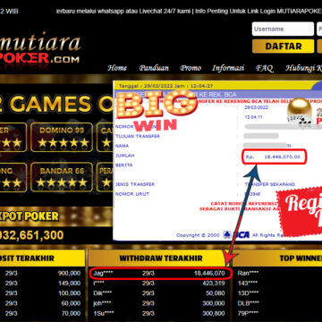 Bukti Withdraw ( 18.446.070.- ) Member Setia Mutia