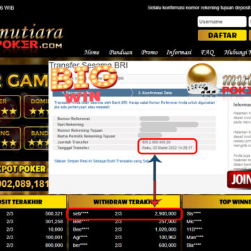 Bukti Withdraw ( 2.900.000.- ) Member Setia Mutia